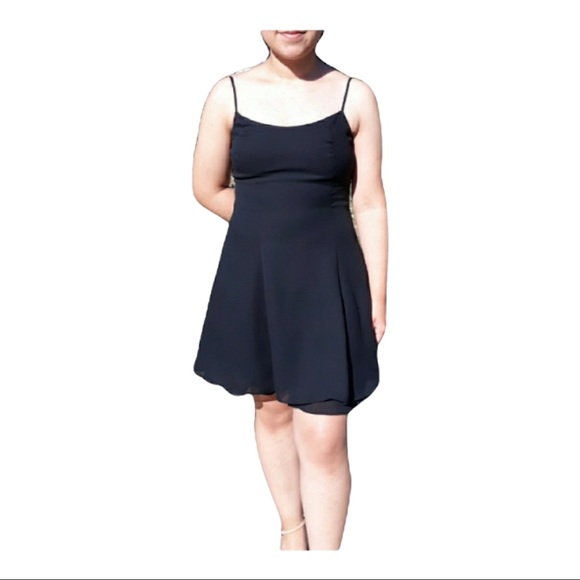 Be Smart Dresses & Skirts - Black silky sleeveless thin strap flarey minidress